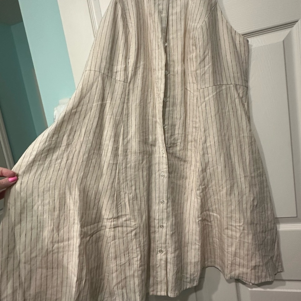 BNWT Torrid Line Button-down Striped Cream  dress